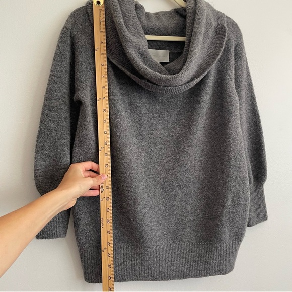 Michelle Mason Grey Alpaca Wool Blend cowl Sweater off shoulder knit minimalist - Picture 6 of 9
